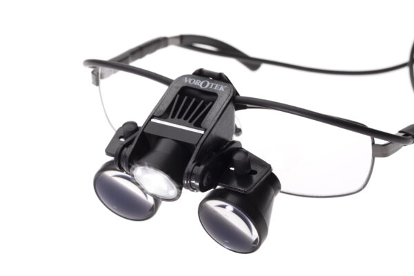 Vorotek L Scope Loupe Glasses 2.5x magnification, 42 or 47cm working distance, easy flip-up for use as headlight, ultralight